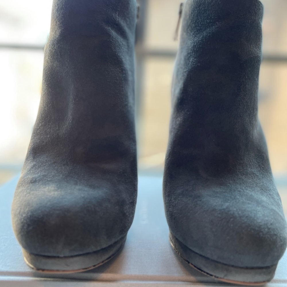 Grey suede platform ankle booties - Picture 5 of 6